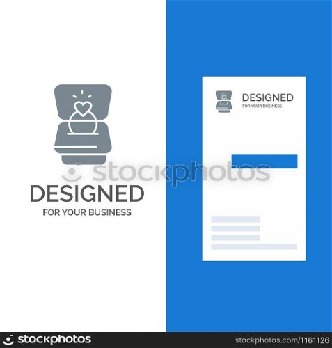 Ring, Love, Heart, Wedding Grey Logo Design and Business Card Template
