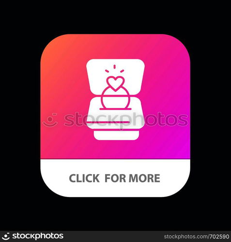 Ring, Love, Heart, Wedding Mobile App Button. Android and IOS Glyph Version