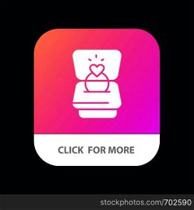 Ring, Love, Heart, Wedding Mobile App Button. Android and IOS Glyph Version