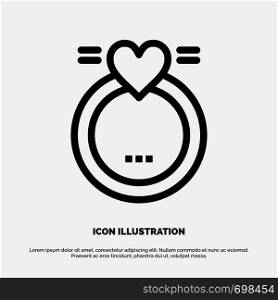 Ring, Marriage, Love, Wedding Line Icon Vector