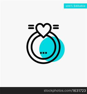 Ring, Marriage, Love, Wedding turquoise highlight circle point Vector icon