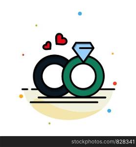 Ring, Marriage, Wedding, Love Abstract Flat Color Icon Template