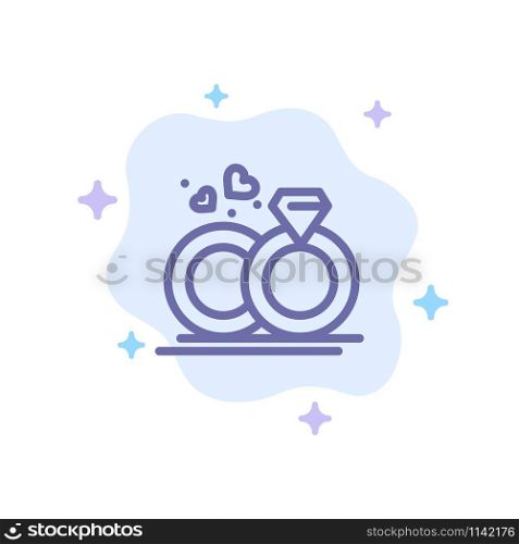Ring, Marriage, Wedding, Love Blue Icon on Abstract Cloud Background