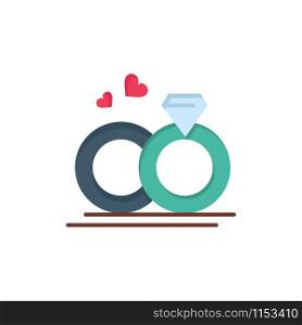 Ring, Marriage, Wedding, Love Flat Color Icon. Vector icon banner Template