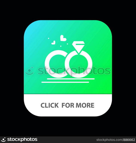 Ring, Marriage, Wedding, Love Mobile App Button. Android and IOS Glyph Version