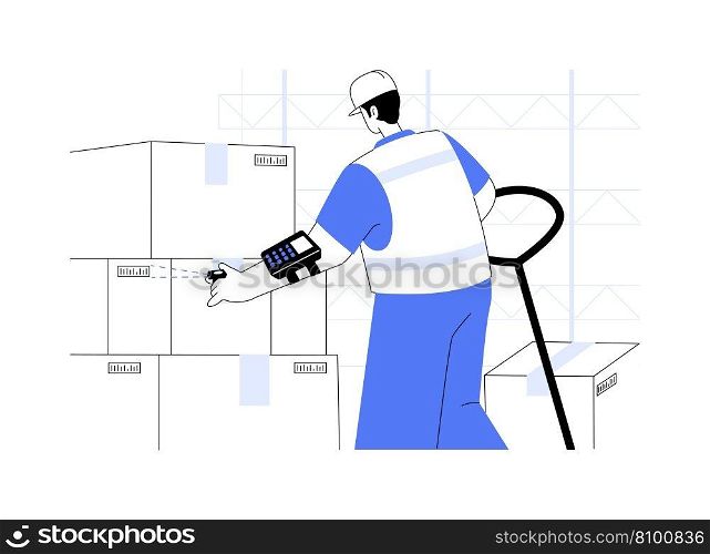 Ring scanner abstract concept vector illustration. Warehouse worker using wearable ring scanner in stock, wholesale business, foreign trade, smart inventory technologies abstract metaphor.. Ring scanner abstract concept vector illustration.