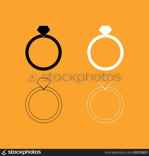 Ring set black and white icon .