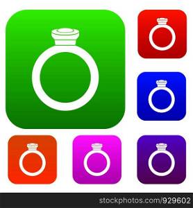 Ring set icon color in flat style isolated on white. Collection sings vector illustration. Ring set color collection