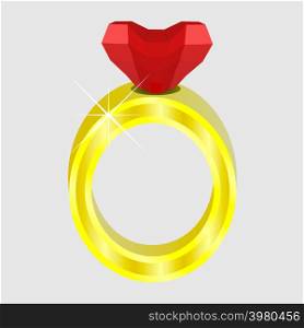 Ring with a heart shaped stone.