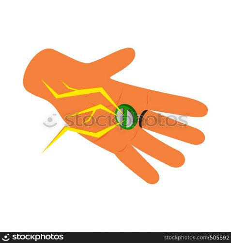 Ring with a lightning bolt icon in isometric 3d style on a white background. Ring with a lightning bolt icon