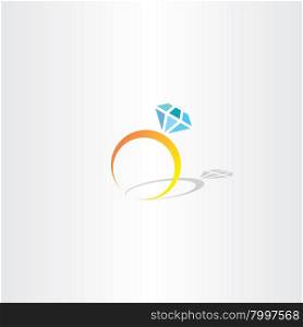 ring with diamond icon vector logo bride