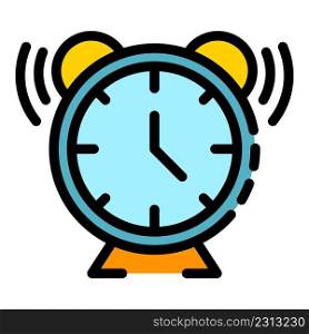 Ringing alarm clock icon. Outline ringing alarm clock vector icon color flat isolated. Ringing alarm clock icon color outline vector
