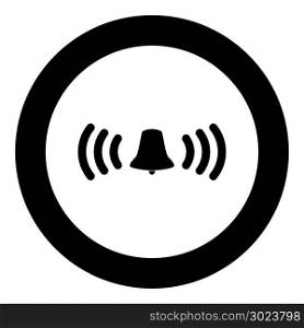Ringing bell icon black color in circle or round vector illustration
