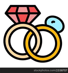 Rings auction icon. Outline rings auction vector icon color flat isolated. Rings auction icon color outline vector