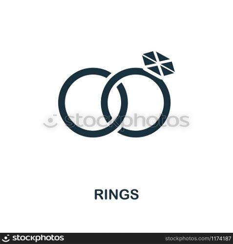 Rings creative icon. Simple element illustration. Rings concept symbol design from honeymoon collection. Can be used for mobile and web design, apps, software, print.. Rings creative icon. Simple element illustration. Rings concept symbol design from honeymoon collection. Perfect for web design, apps, software, print.