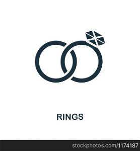 Rings creative icon. Simple element illustration. Rings concept symbol design from honeymoon collection. Can be used for mobile and web design, apps, software, print.. Rings creative icon. Simple element illustration. Rings concept symbol design from honeymoon collection. Perfect for web design, apps, software, print.