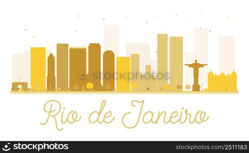 Rio de Janeiro City skyline golden silhouette. Vector illustration. Cityscape with landmarks