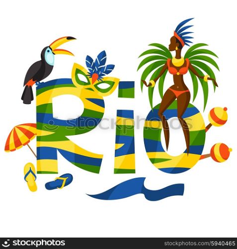Rio design with objects on white background. Rio design with objects on white background.