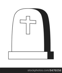 Rip headstone monochrome flat vector object. Graveyard cemetery. Tombstone old fashioned. Editable black and white thin line icon. Simple cartoon clip art spot illustration for web graphic design. Rip headstone monochrome flat vector object