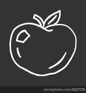 Ripe apple chalk icon. Organic fresh fruit isolated vector chalkboard illustration. Healthy food, vegetarian nutrition, vitamin diet symbol. Natural juice, american pie ingredient. Delicious dessert