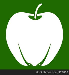 Ripe apple icon white isolated on green background. Vector illustration. Ripe apple icon green