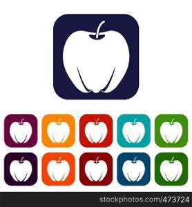 Ripe apple icons set vector illustration in flat style In colors red, blue, green and other. Ripe apple icons set flat