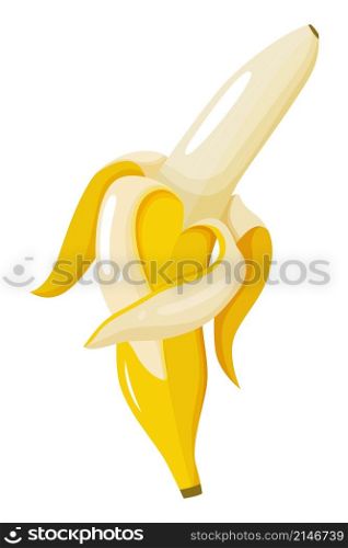 Ripe banana vector illustration. The peel is folded in the shape of a heart. The concept of the love of vegetarianism