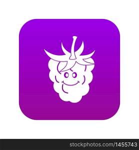 Ripe fresh smiling raspberry icon digital purple for any design isolated on white vector illustration. Ripe fresh smiling raspberry icon digital purple