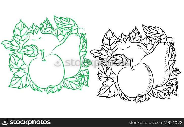 Ripe fruits in retro style for embellish or thanksgiving holiday design