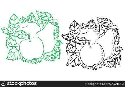 Ripe fruits in retro style for embellish or thanksgiving holiday design
