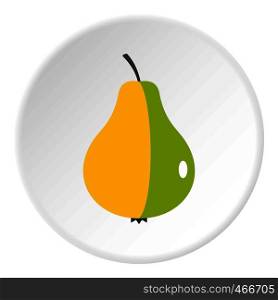 Ripe pear icon in flat circle isolated on white background vector illustration for web. Ripe pear icon circle