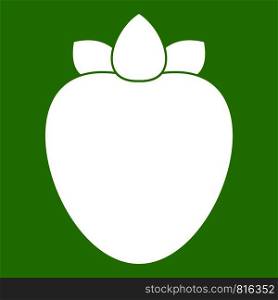 Ripe persimmon icon white isolated on green background. Vector illustration. Ripe persimmon icon green