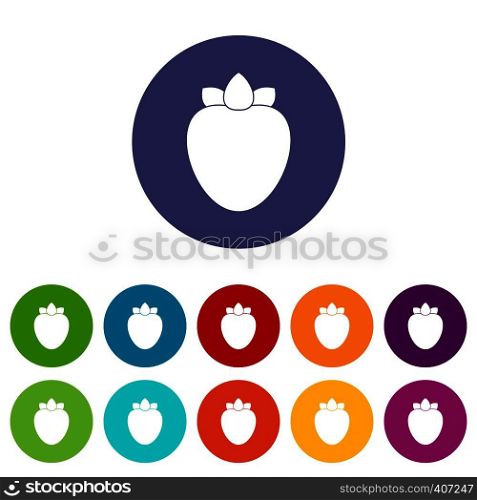 Ripe persimmon set icons in different colors isolated on white background. Ripe persimmon set icons