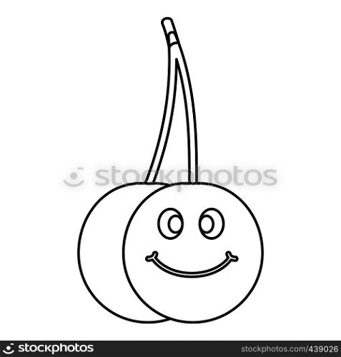 Ripe smiling cherry icon in outline style isolated vector illustration. Ripe smiling cherry icon outline
