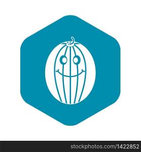 Ripe smiling melon icon in simple style isolated vector illustration. Ripe smiling melon icon simple