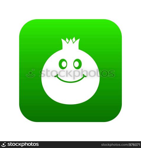 Ripe smiling pomegranate fruit icon digital green for any design isolated on white vector illustration. Ripe smiling pomegranate fruit icon digital green
