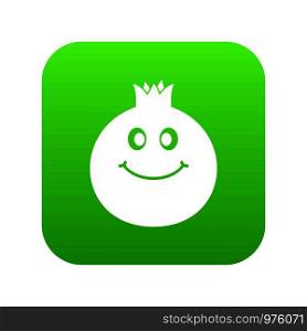 Ripe smiling pomegranate fruit icon digital green for any design isolated on white vector illustration. Ripe smiling pomegranate fruit icon digital green