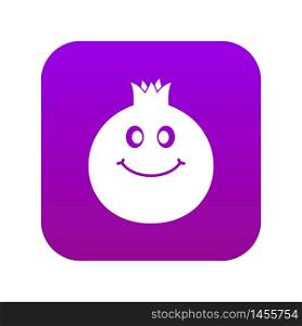 Ripe smiling pomegranate fruit icon digital purple for any design isolated on white vector illustration. Ripe smiling pomegranate fruit icon digital purple