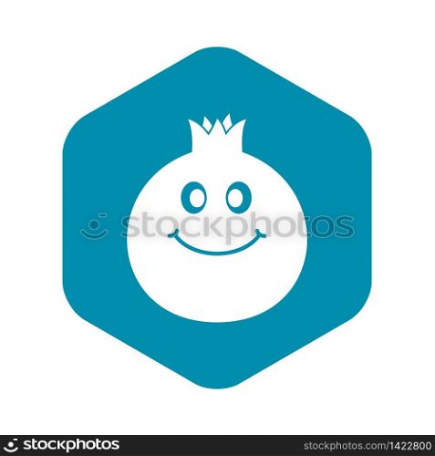 Ripe smiling pomegranate fruit icon in simple style isolated vector illustration. Ripe smiling pomegranate fruit icon simple