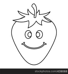 Ripe smiling strawberry icon in outline style isolated vector illustration. Ripe smiling strawberry icon outline