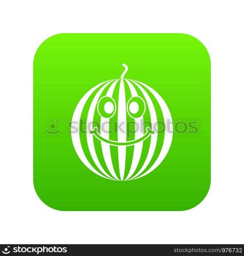 Ripe smiling watermelon icon digital green for any design isolated on white vector illustration. Ripe smiling watermelon icon digital green