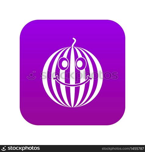 Ripe smiling watermelon icon digital purple for any design isolated on white vector illustration. Ripe smiling watermelon icon digital purple