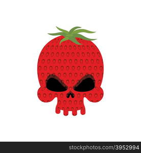 Ripe Strawberry skull. Red head skeleton with texture of berries. Vector illustration for Halloween