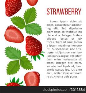 Ripe strawberry. stripe with description text. Concept idea. Ripe strawberry. stripe with description text. Concept idea for tag, banner, advertising, prints, poster, design element, label, production restaurant wrapping health care products prescription