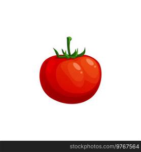 Ripe tomato vector icon, natural vegetable, healthy food isolated on white background. Cartoon element for design, organic veggies, fresh natural plant. Ripe tomato vector icon, natural healthy vegetable