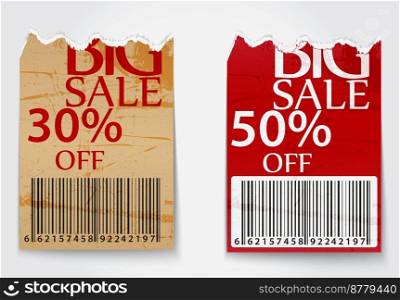 Ripped labels for business design background