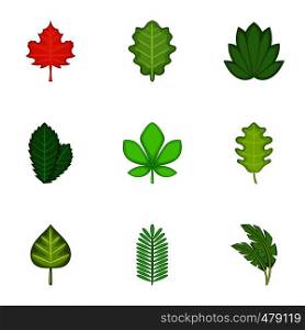 Ripped leaves icons set. Cartoon set of 9 ripped leaves vector icons for web isolated on white background. Ripped leaves icons set, cartoon style