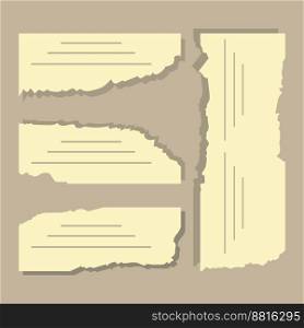 Ripped Pages Design. Torn Paper Notes Torn Edges With Tape, Vector Notepad Realistic Color Stationery Blank Memo Paper