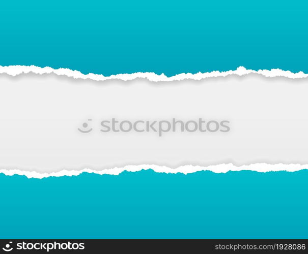 Ripped paper background. Torn edge bright borders, rip or broken sheets. Blue grunge cardboard for scrapbook, page strip exact vector backdrop. Illustration of paper ripped, rip edge empty. Ripped paper background. Torn edge bright borders, rip or broken sheets. Blue grunge cardboard for scrapbook, page strip exact vector backdrop