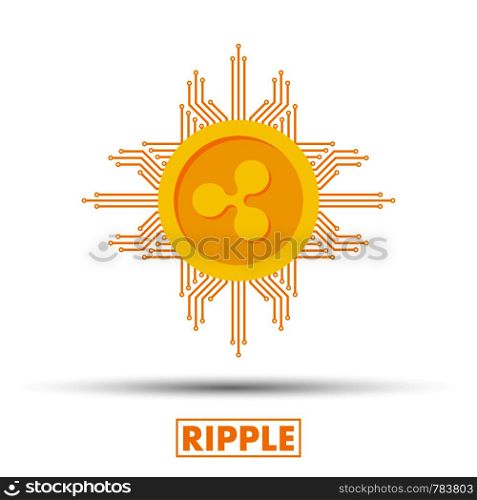 Ripple concept. Cryptocurrency logo sigh. Digital money. Block chain, finance symbol. Flat style vector stock illustration
